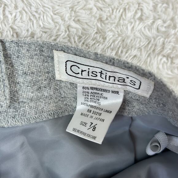 Vintage 80s Cristina's grey wool blend button slit pencil skirt, 7 or 8 - Picture 7 of 8